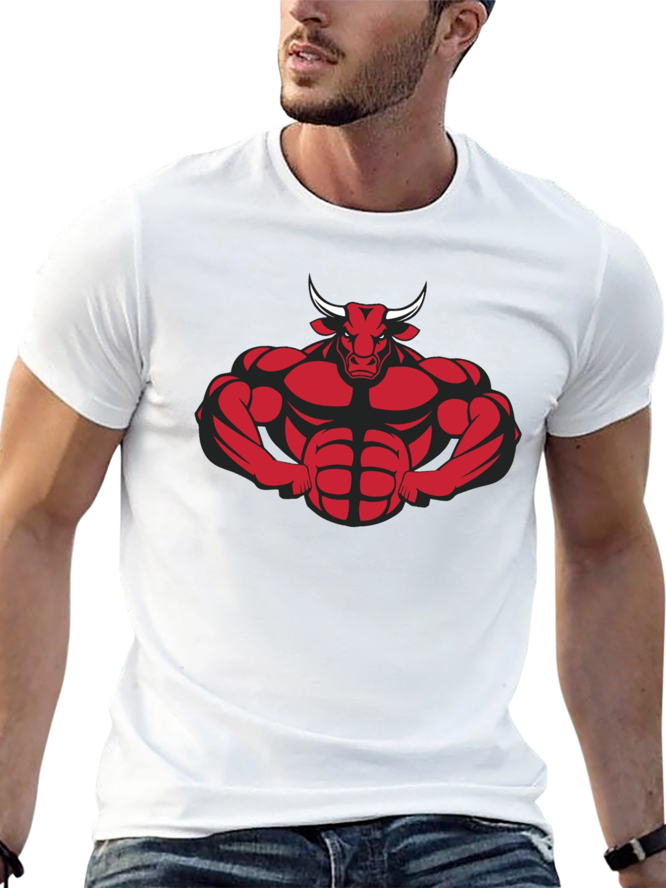 Muscle Bull Graphic Tee - Black Cotton Blend