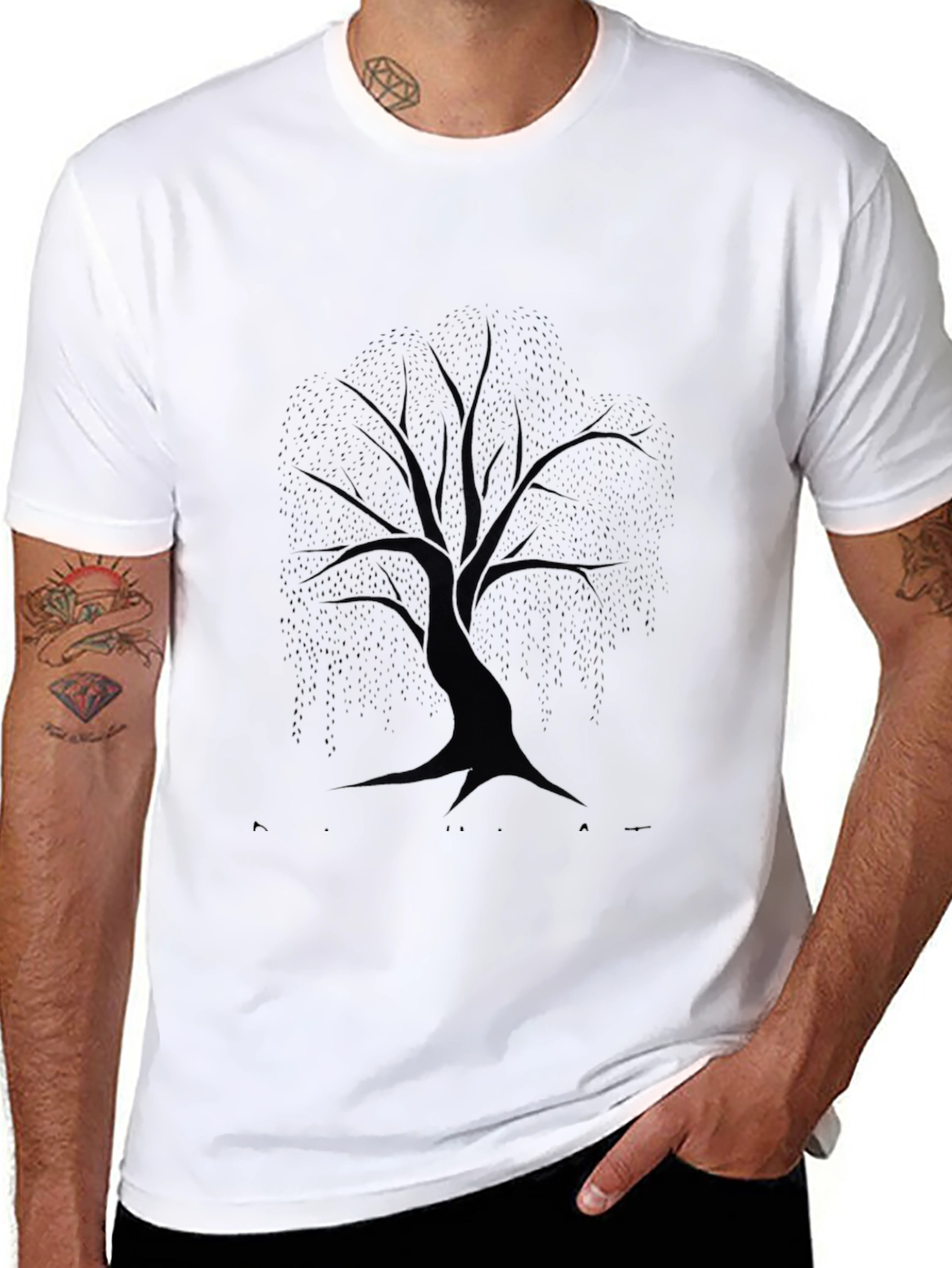 Mens Black Tree Graphic T-Shirt