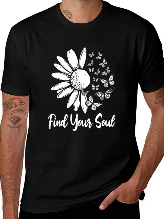 Find Your Soul Graphic Tee - Butterfly Sunflower T-Shirt