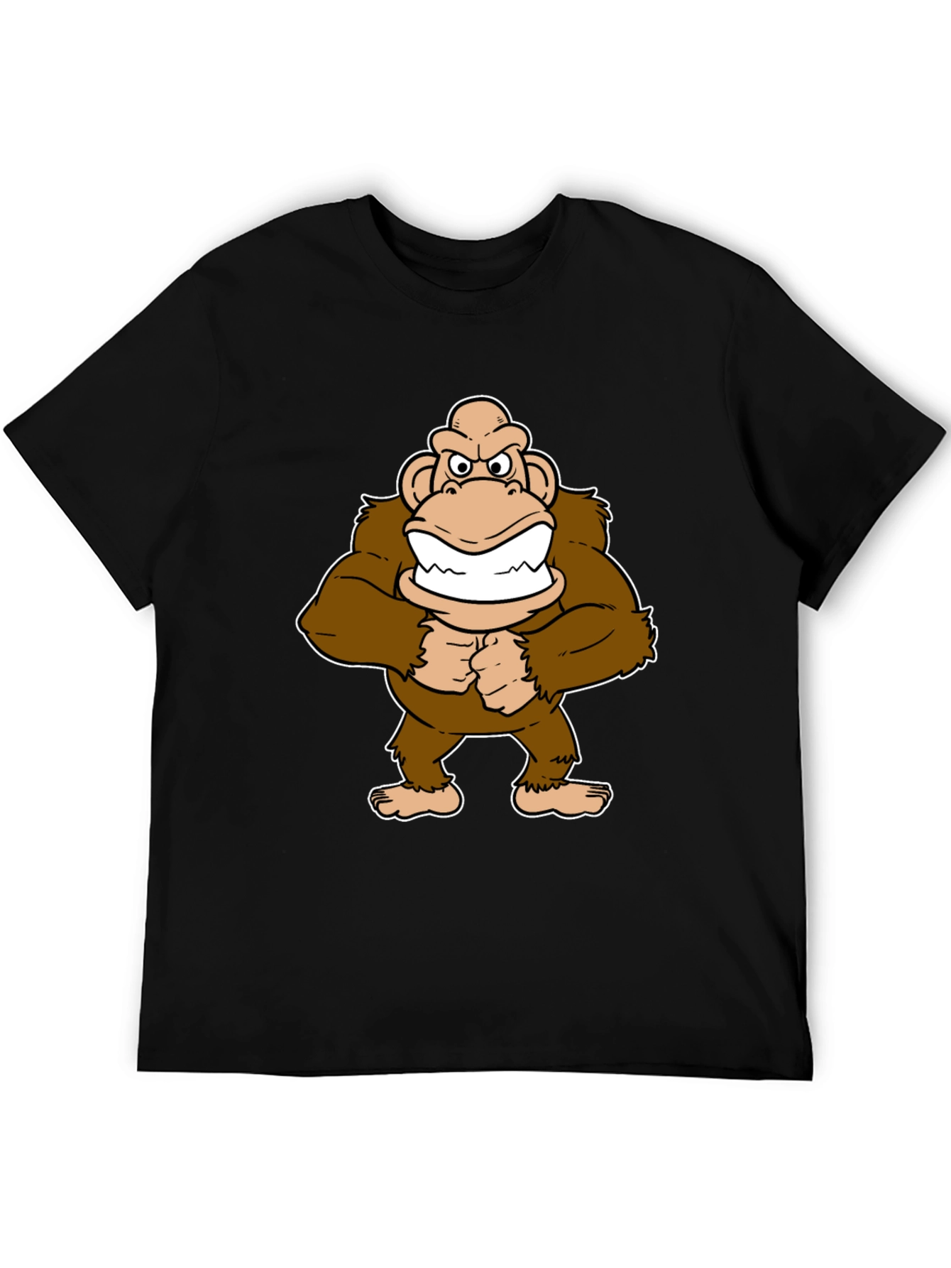 Cartoon Ape Graphic T-Shirt - Black Cotton Tee