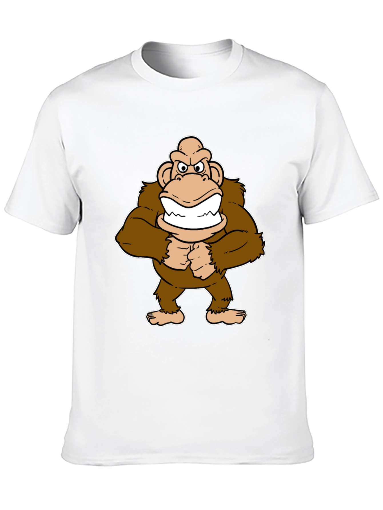 Cartoon Ape Graphic T-Shirt - Black Cotton Tee