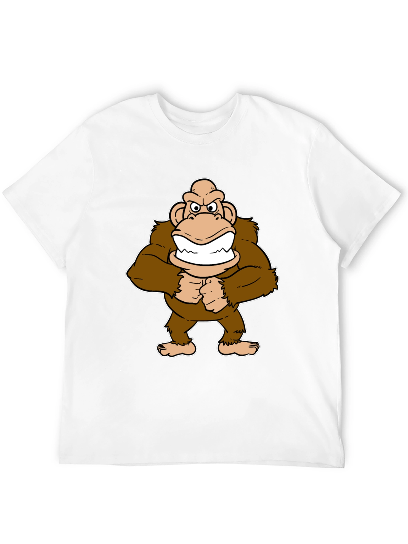 Cartoon Ape Graphic T-Shirt - Black Cotton Tee