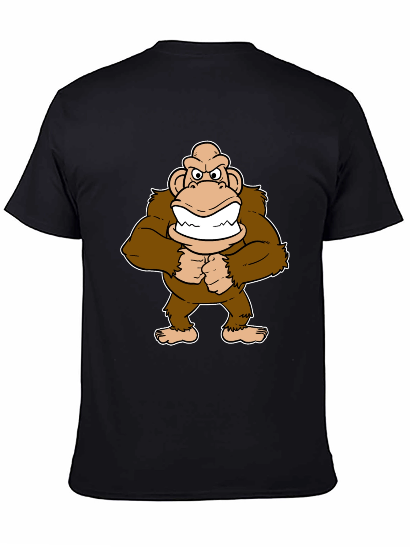 Cartoon Ape Graphic T-Shirt - Black Cotton Tee