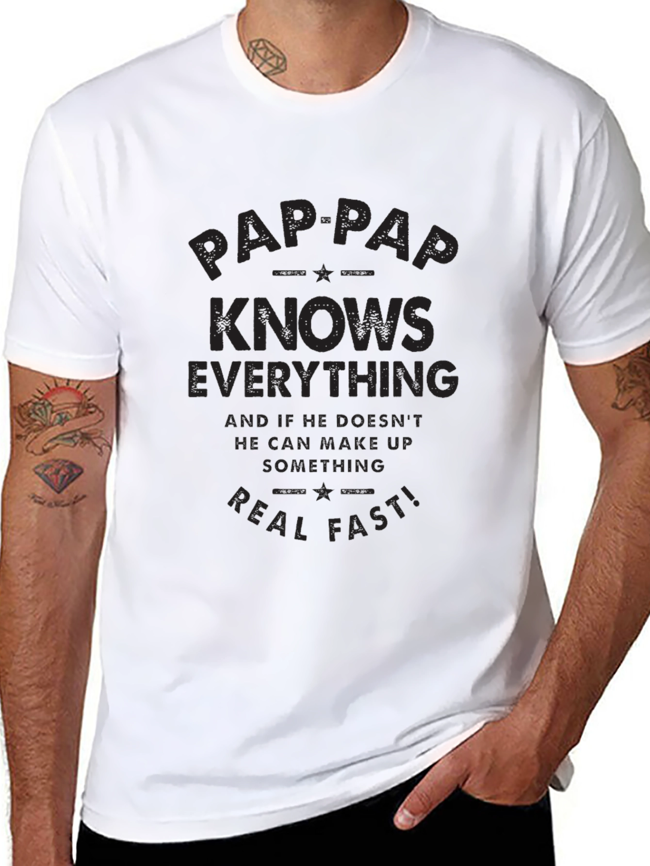 Pap-Pap Knows Everything Black T-Shirt