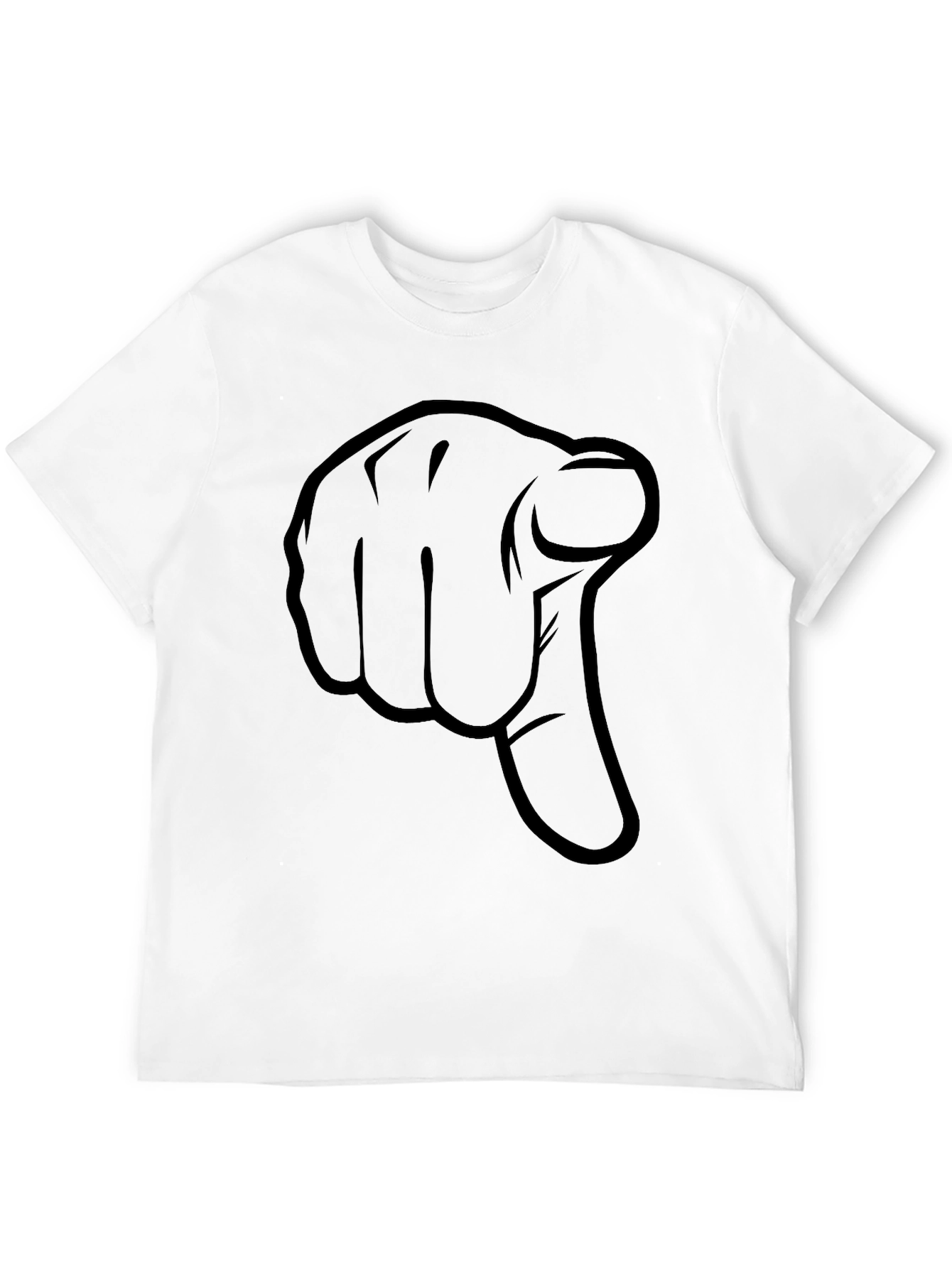 Pointing Finger Graphic Tee - Black Cotton T-Shirt