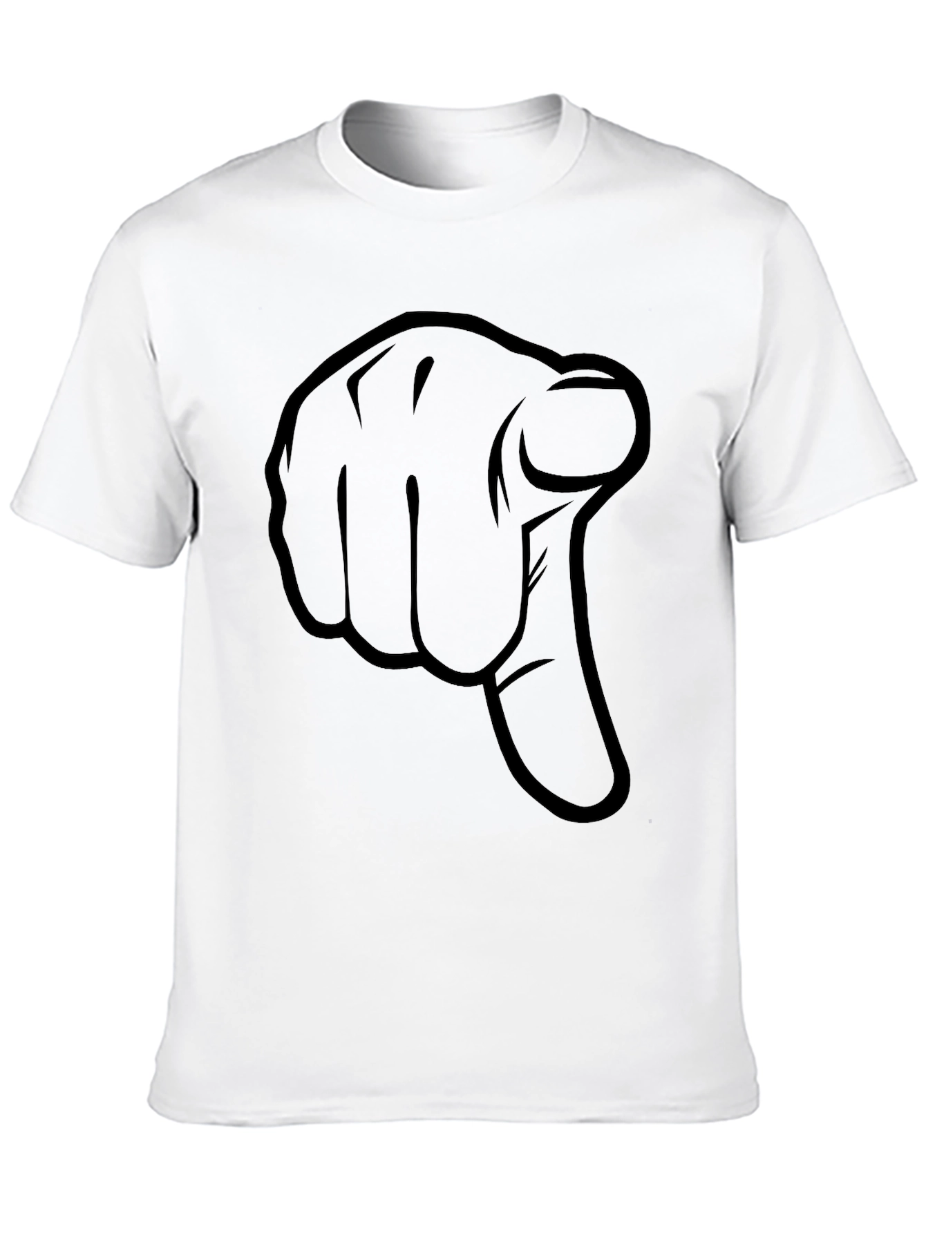 Pointing Finger Graphic Tee - Black Cotton T-Shirt