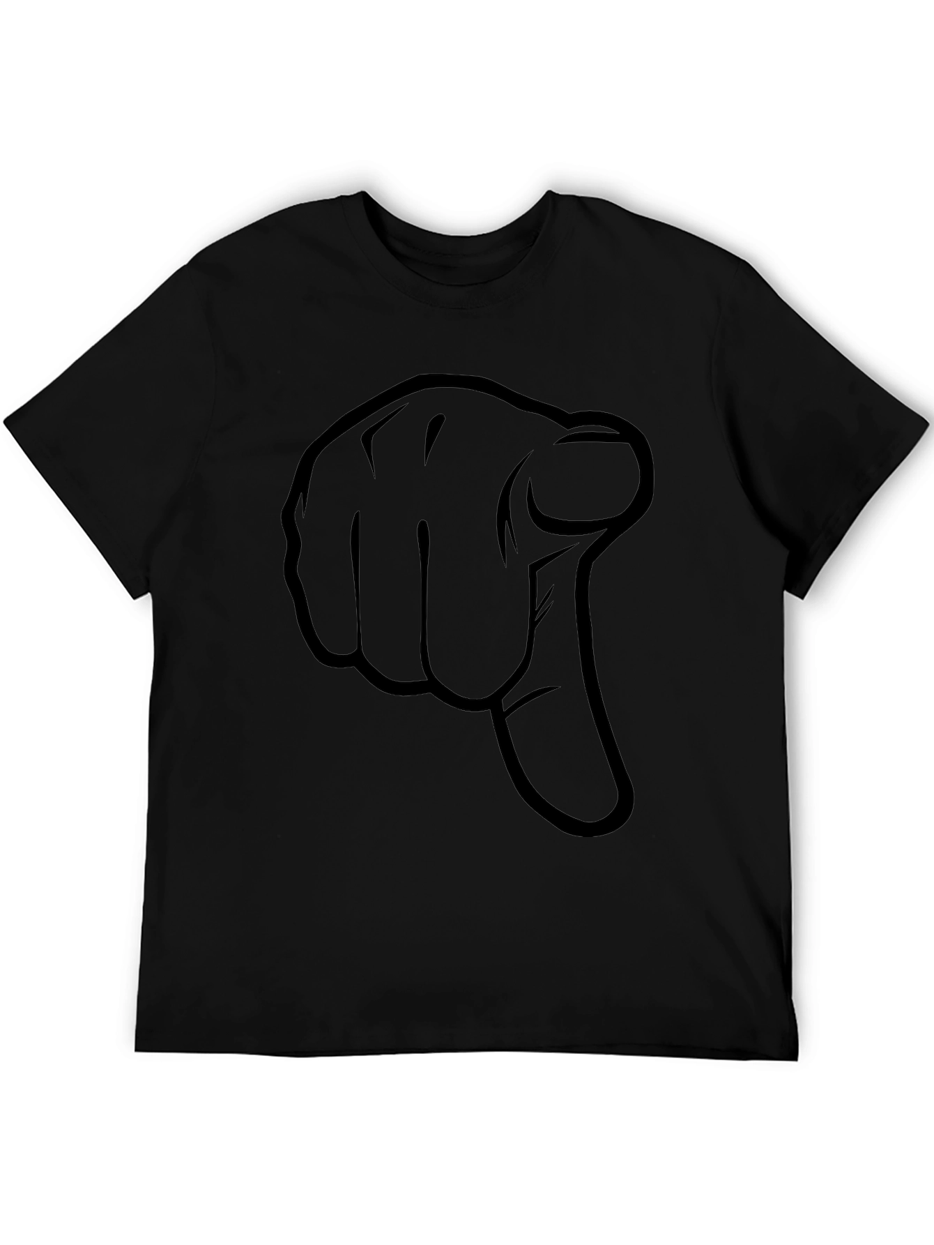 Pointing Finger Graphic Tee - Black Cotton T-Shirt