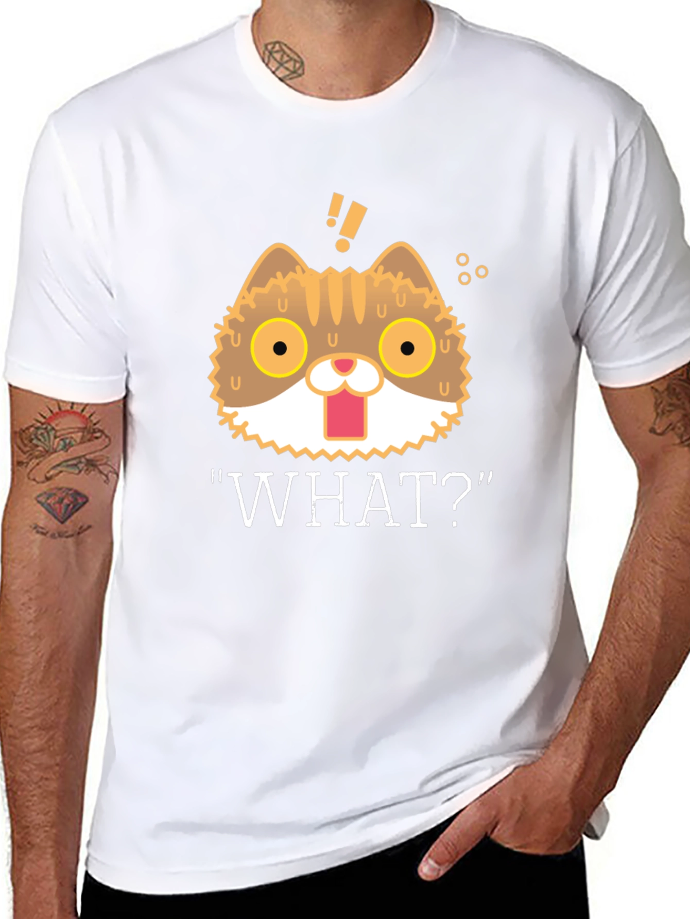 Funny Cat WHAT!? Graphic T-Shirt - Unisex