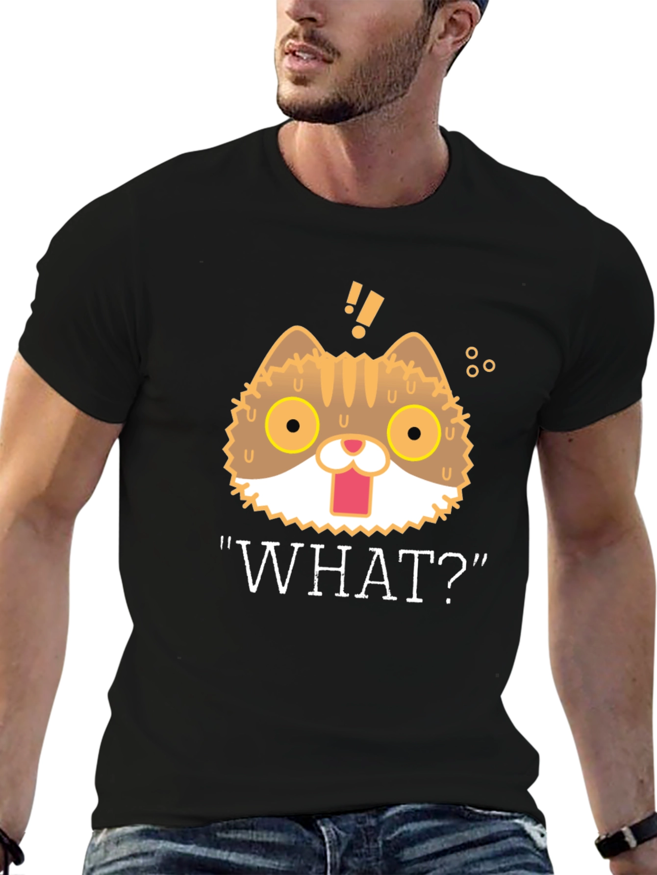 Funny Cat WHAT!? Graphic T-Shirt - Unisex