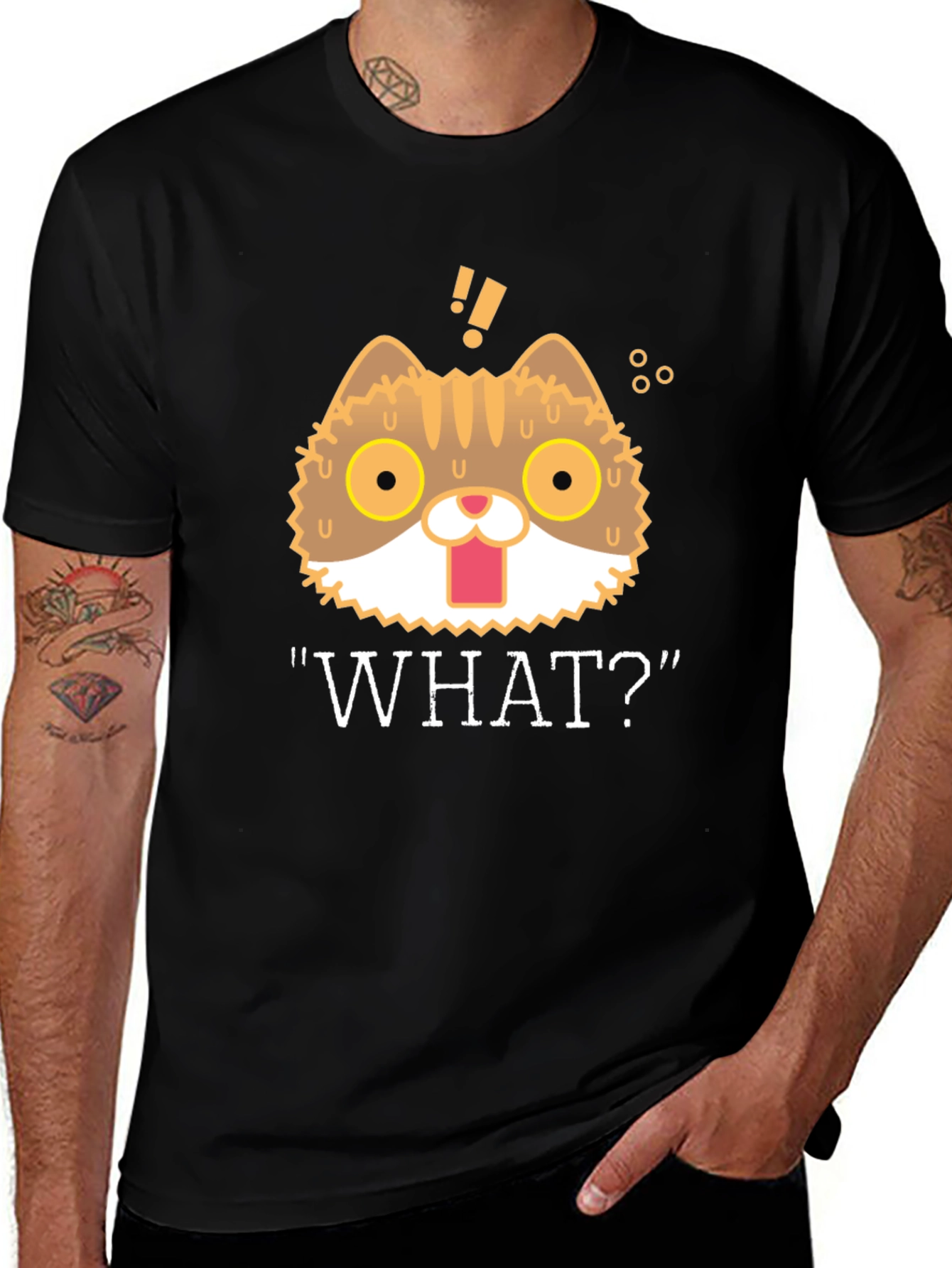 Funny Cat WHAT!? Graphic T-Shirt - Unisex