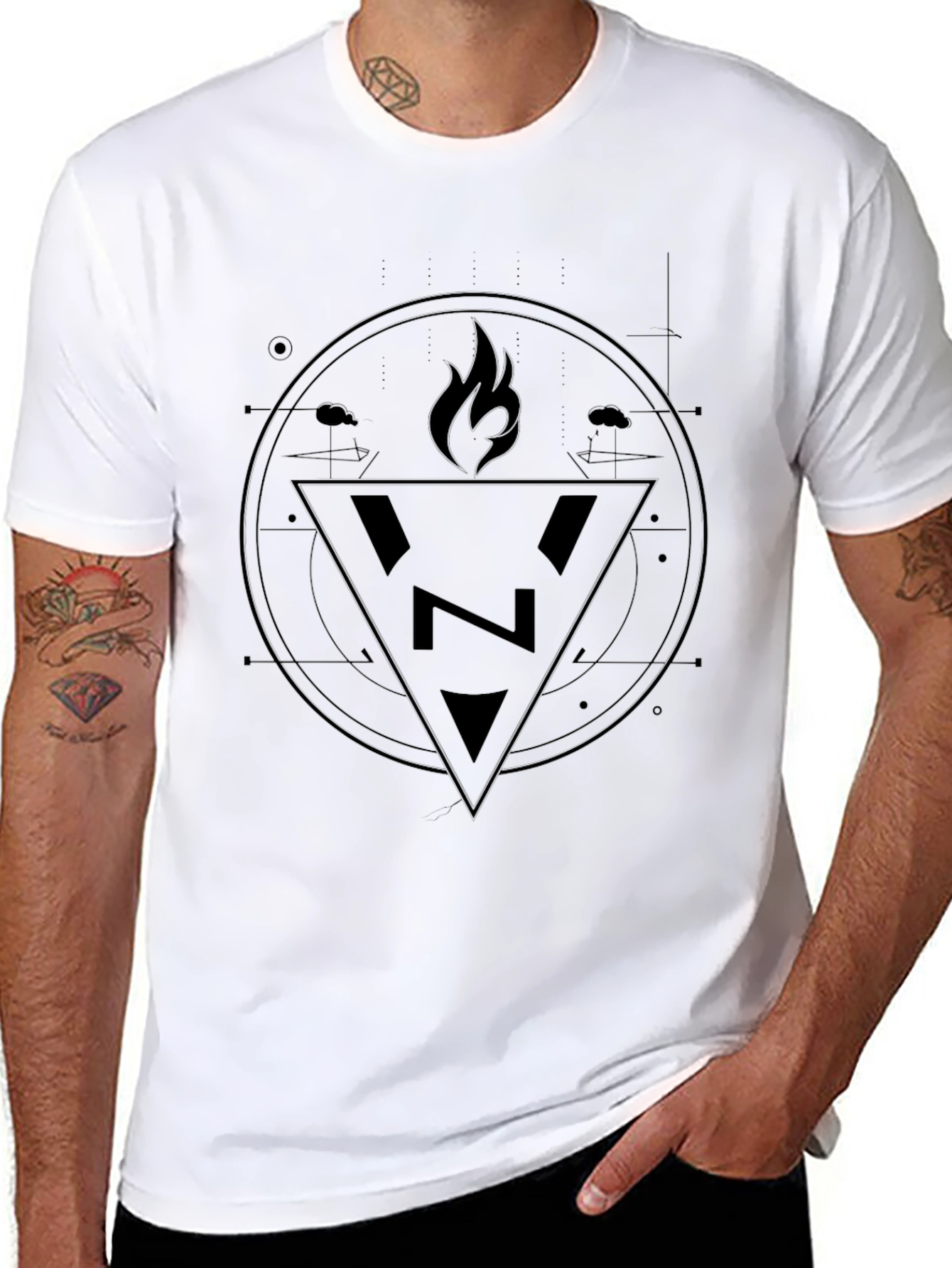Geometric Graphic Black T-Shirt