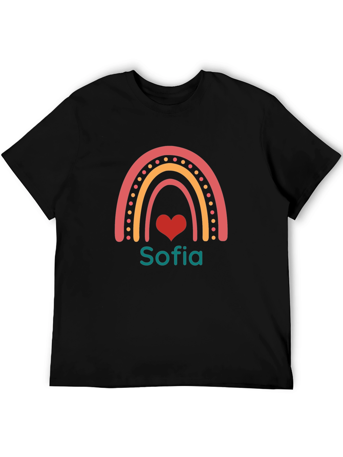 Personalized Rainbow Heart Graphic Tee