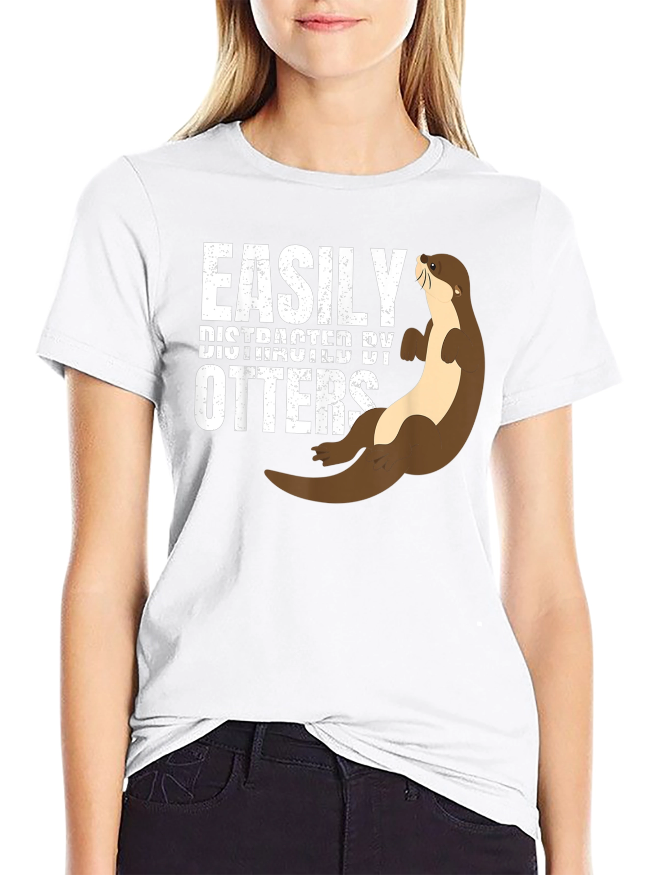 Easily Distracted By Otters Funny Graphic Tee