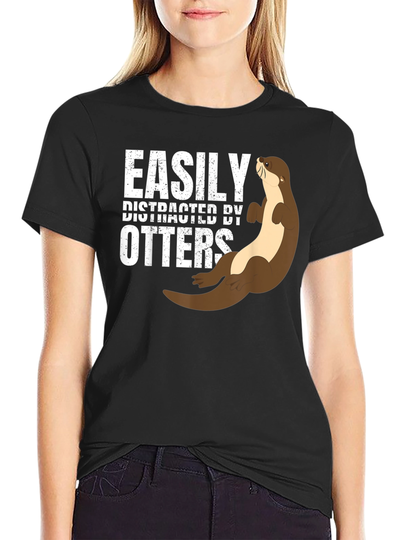 Easily Distracted By Otters Funny Graphic Tee