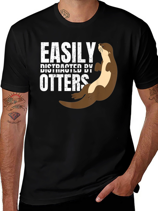 Easily Distracted By Otters Funny Graphic Tee