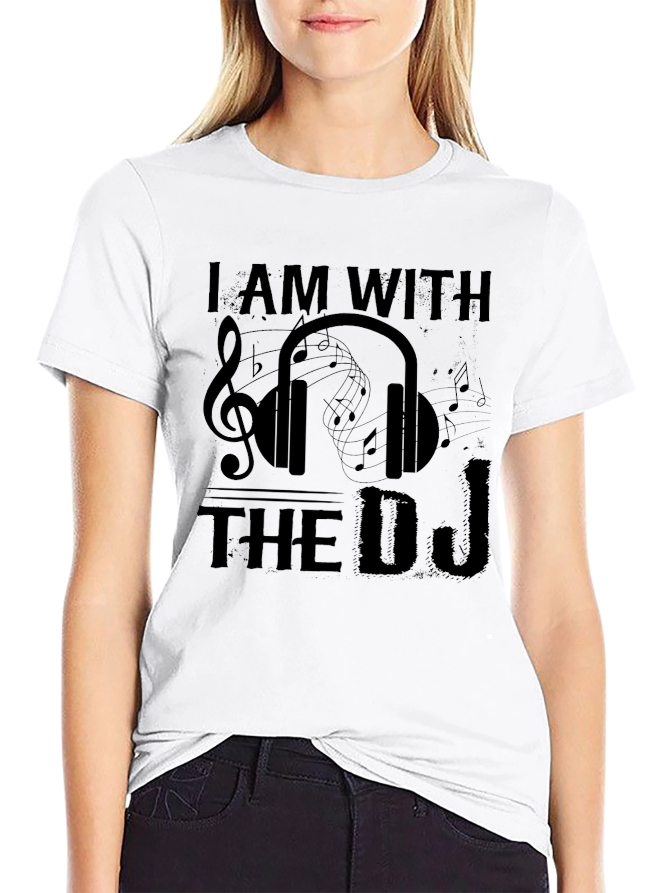 I AM WITH THE DJ Graphic Black T-Shirt