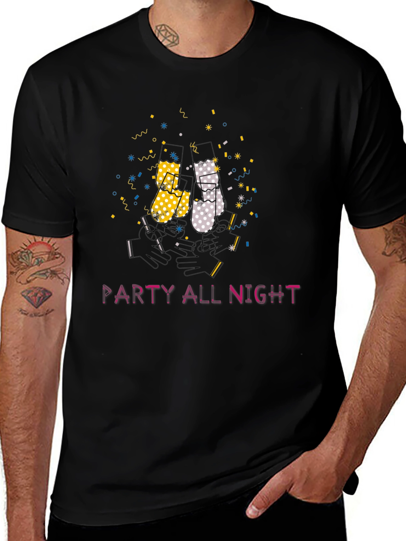 Party All Night Graphic Tee - Black