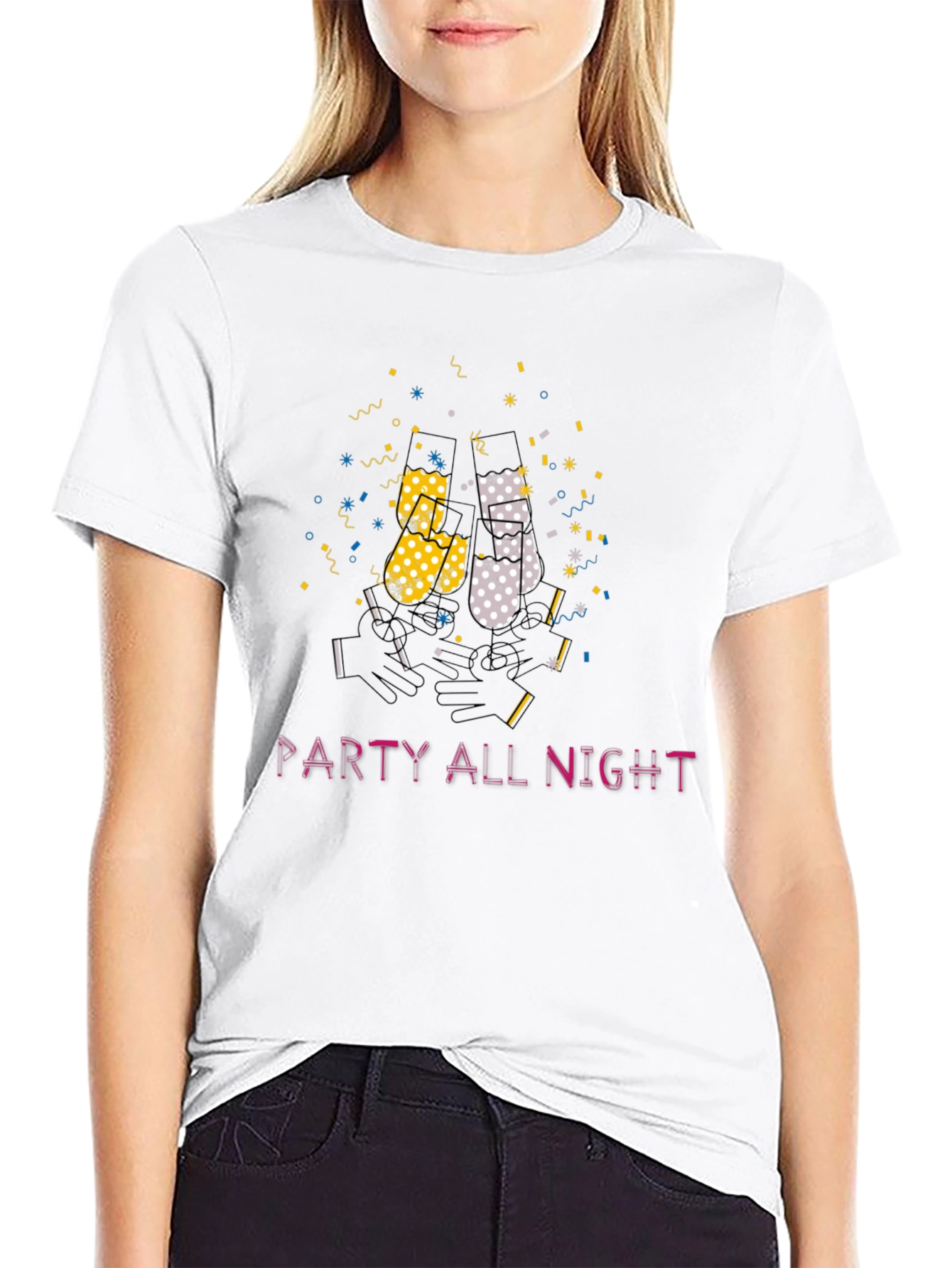 Party All Night Graphic Tee - Black