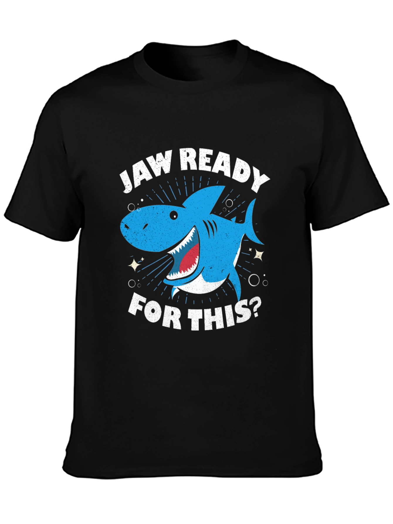 Jaw Ready Shark Graphic Tee - Black Cotton T-Shirt