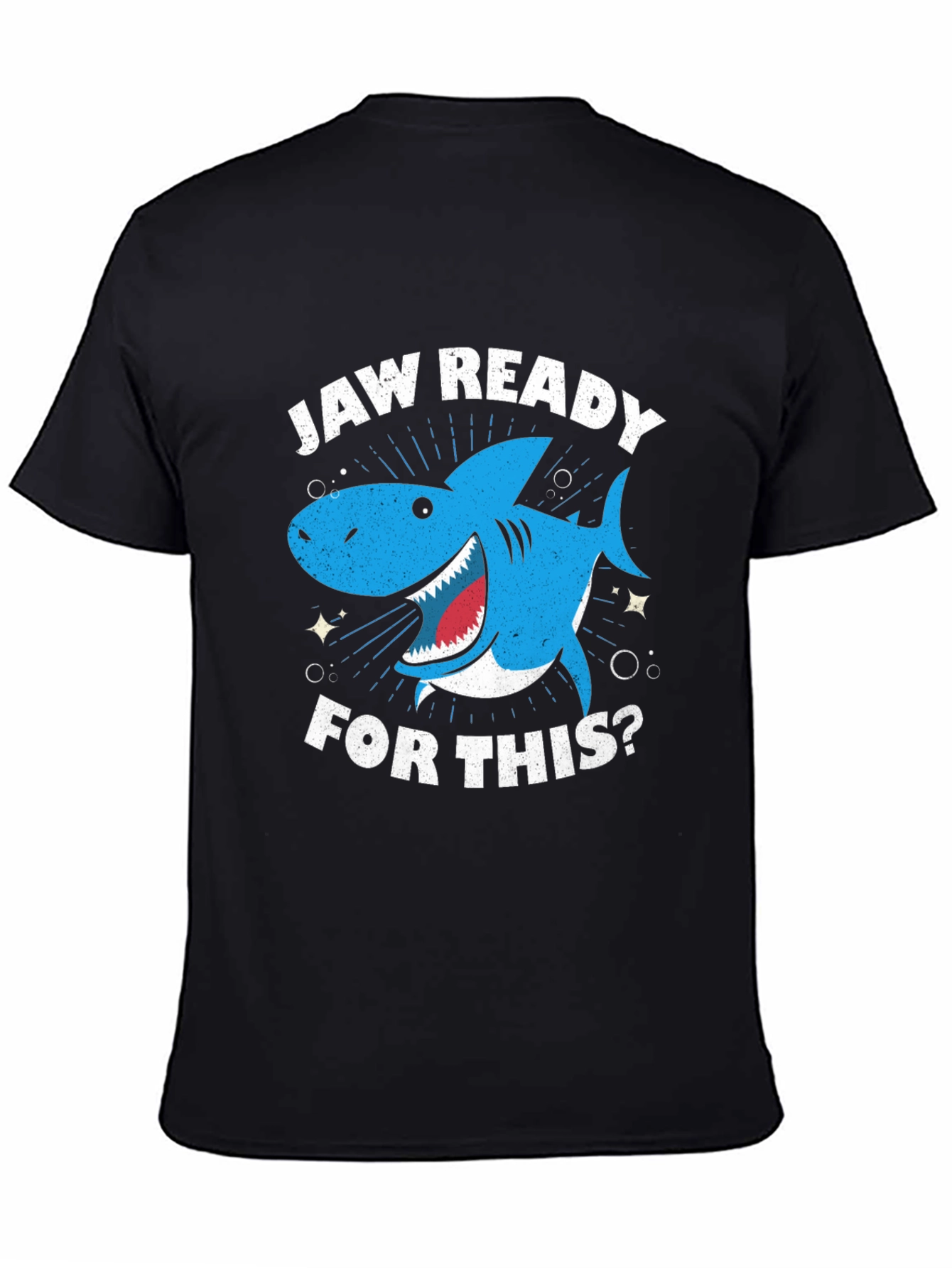 Jaw Ready Shark Graphic Tee - Black Cotton T-Shirt