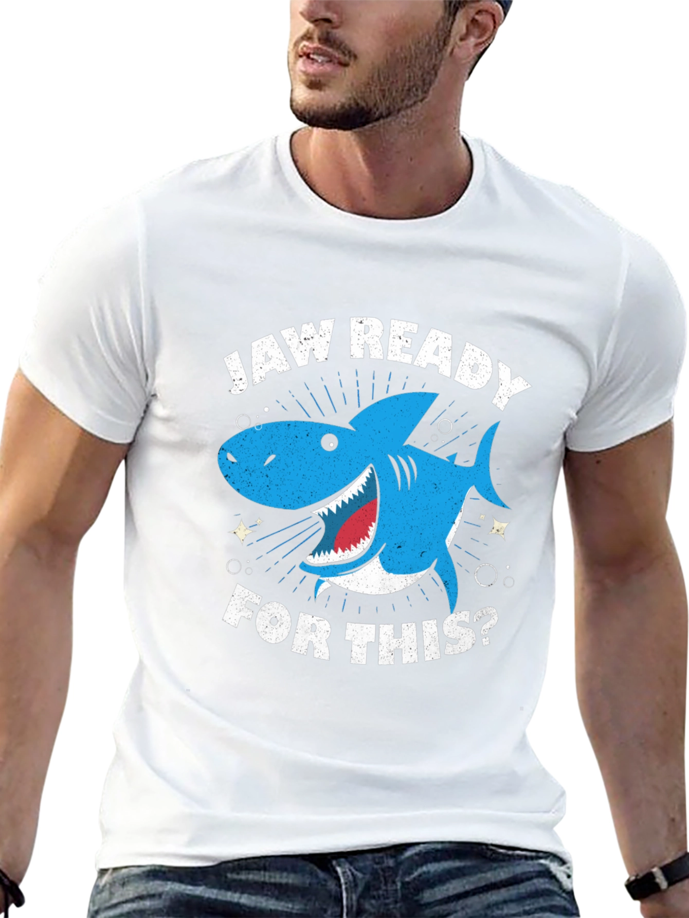 Jaw Ready Shark Graphic Tee - Black Cotton T-Shirt