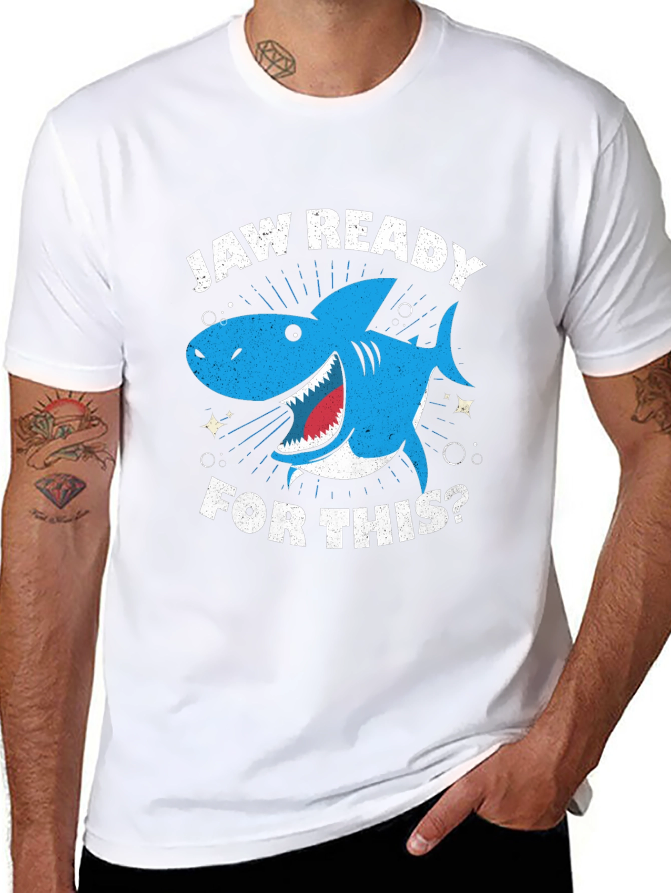 Jaw Ready Shark Graphic Tee - Black Cotton T-Shirt