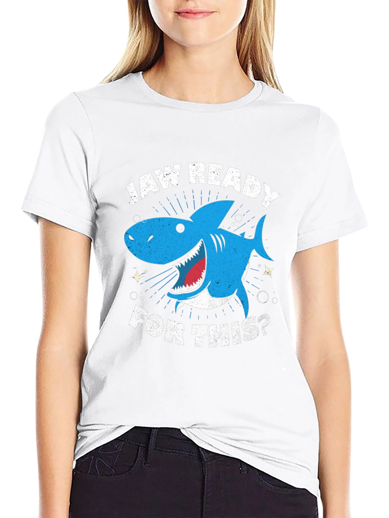 Jaw Ready Shark Graphic Tee - Black Cotton T-Shirt