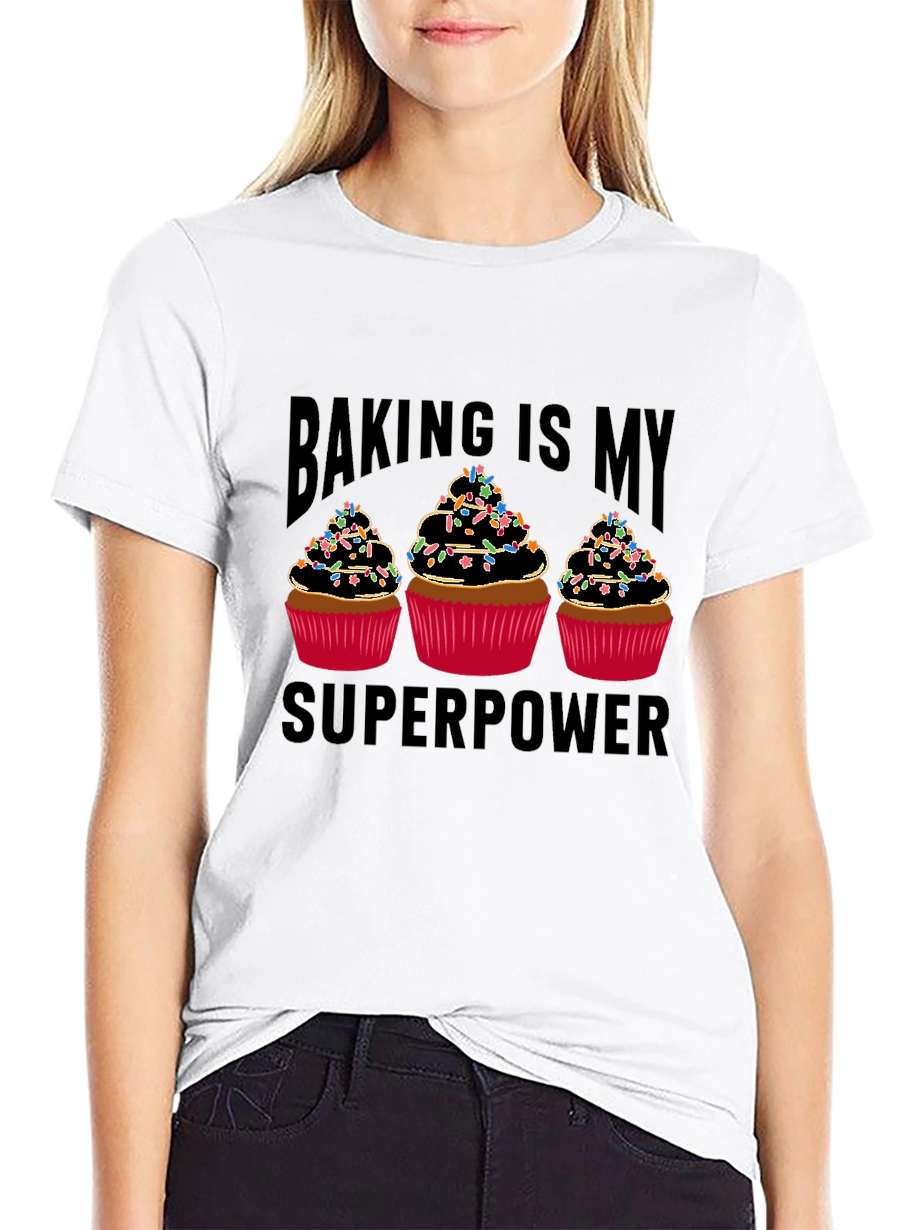 Baking is My Superpower T-Shirt - Cupcake Design