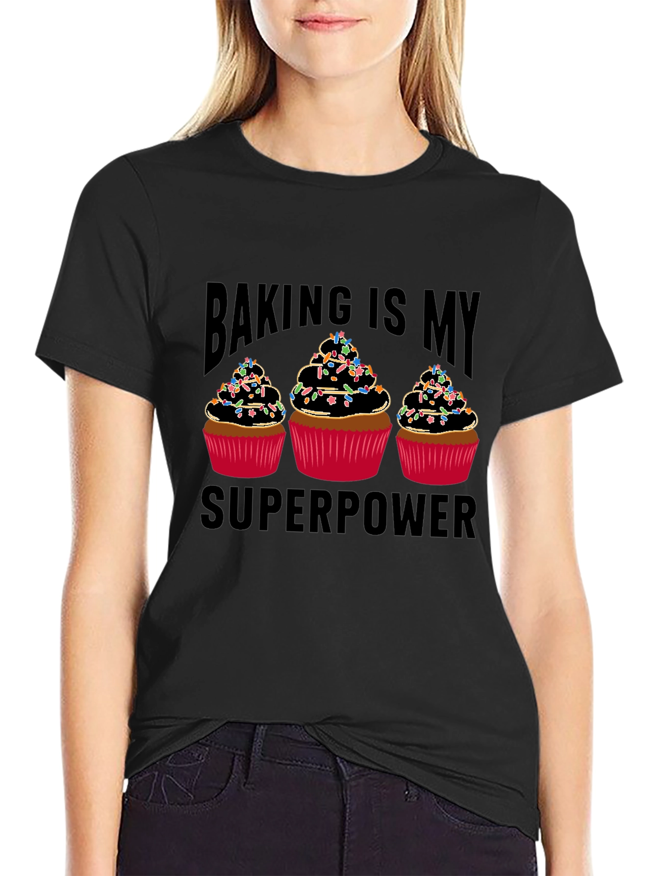 Baking is My Superpower T-Shirt - Cupcake Design