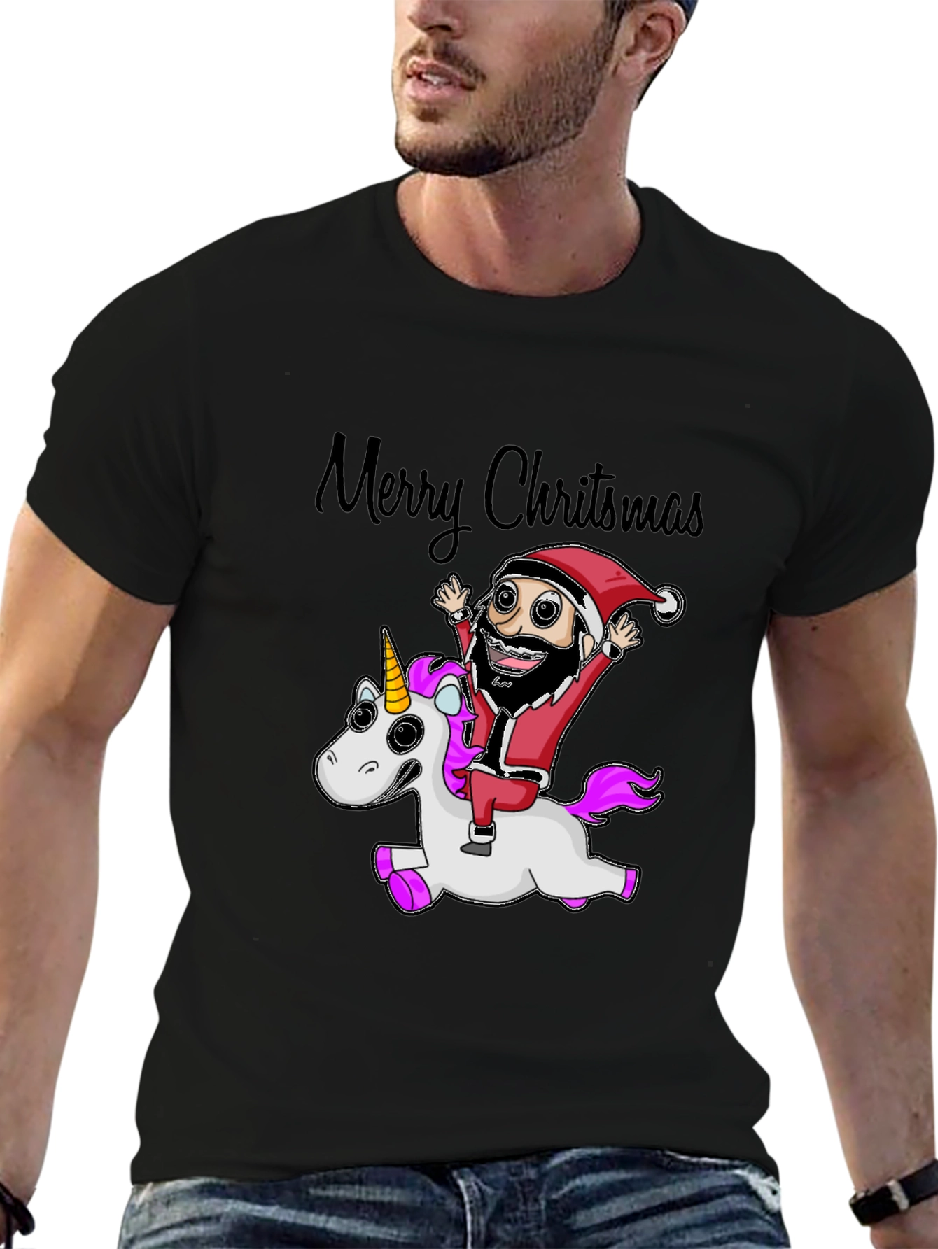Merry Christmas Santa Riding Unicorn T-Shirt