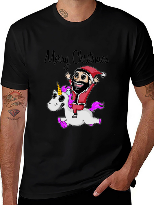 Merry Christmas Santa Riding Unicorn T-Shirt