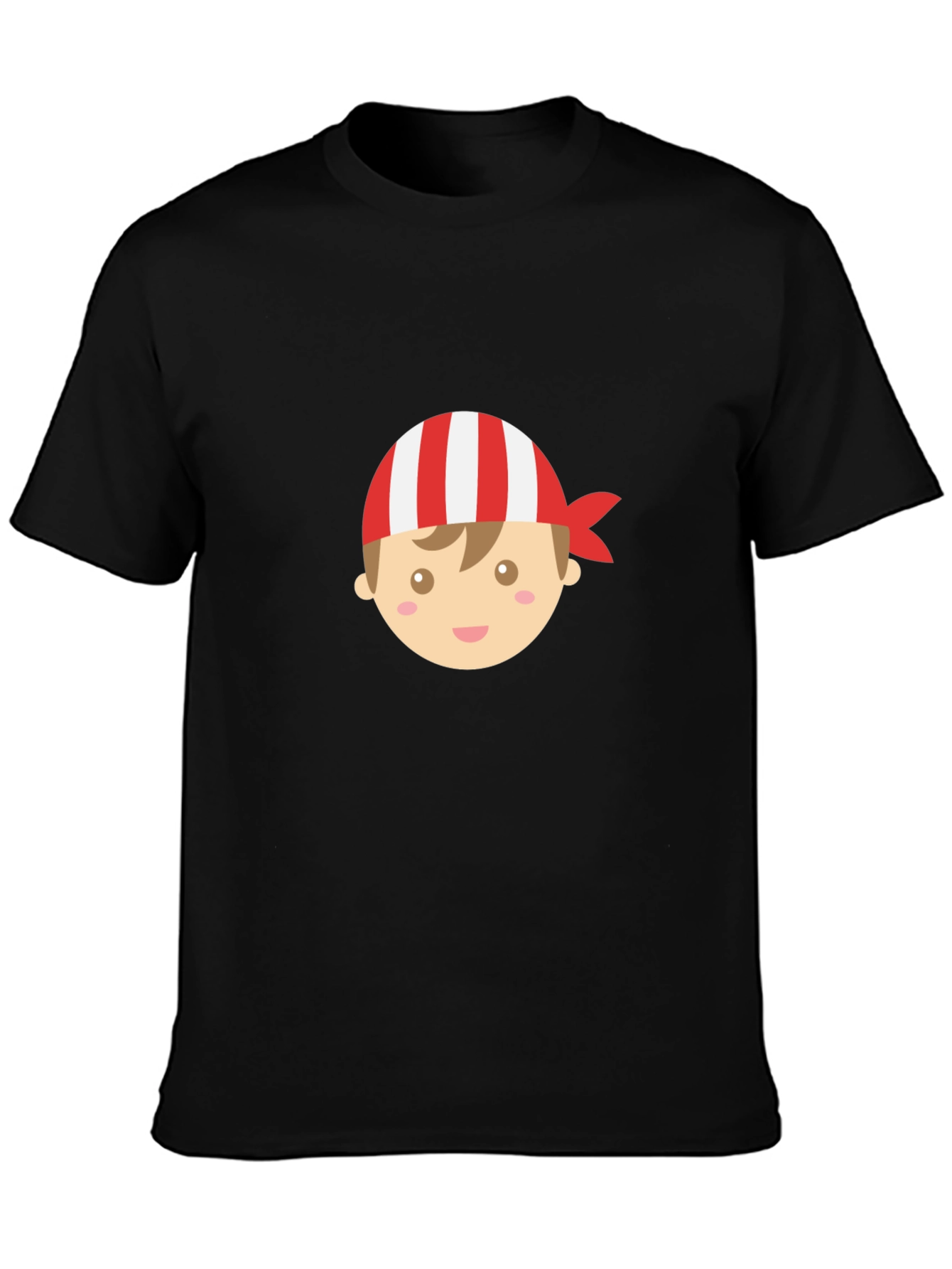 Boy Pirate Cartoon Graphic Black T-Shirt