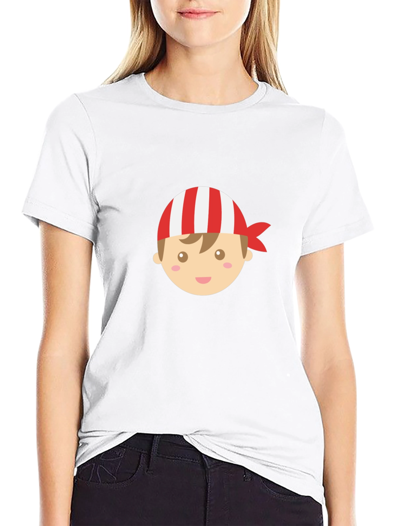 Boy Pirate Cartoon Graphic Black T-Shirt