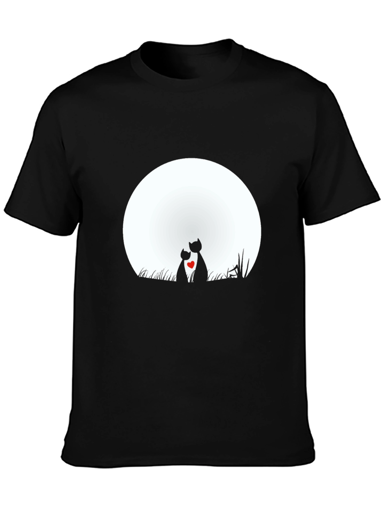 Romantic Cats Moon Graphic T-Shirt