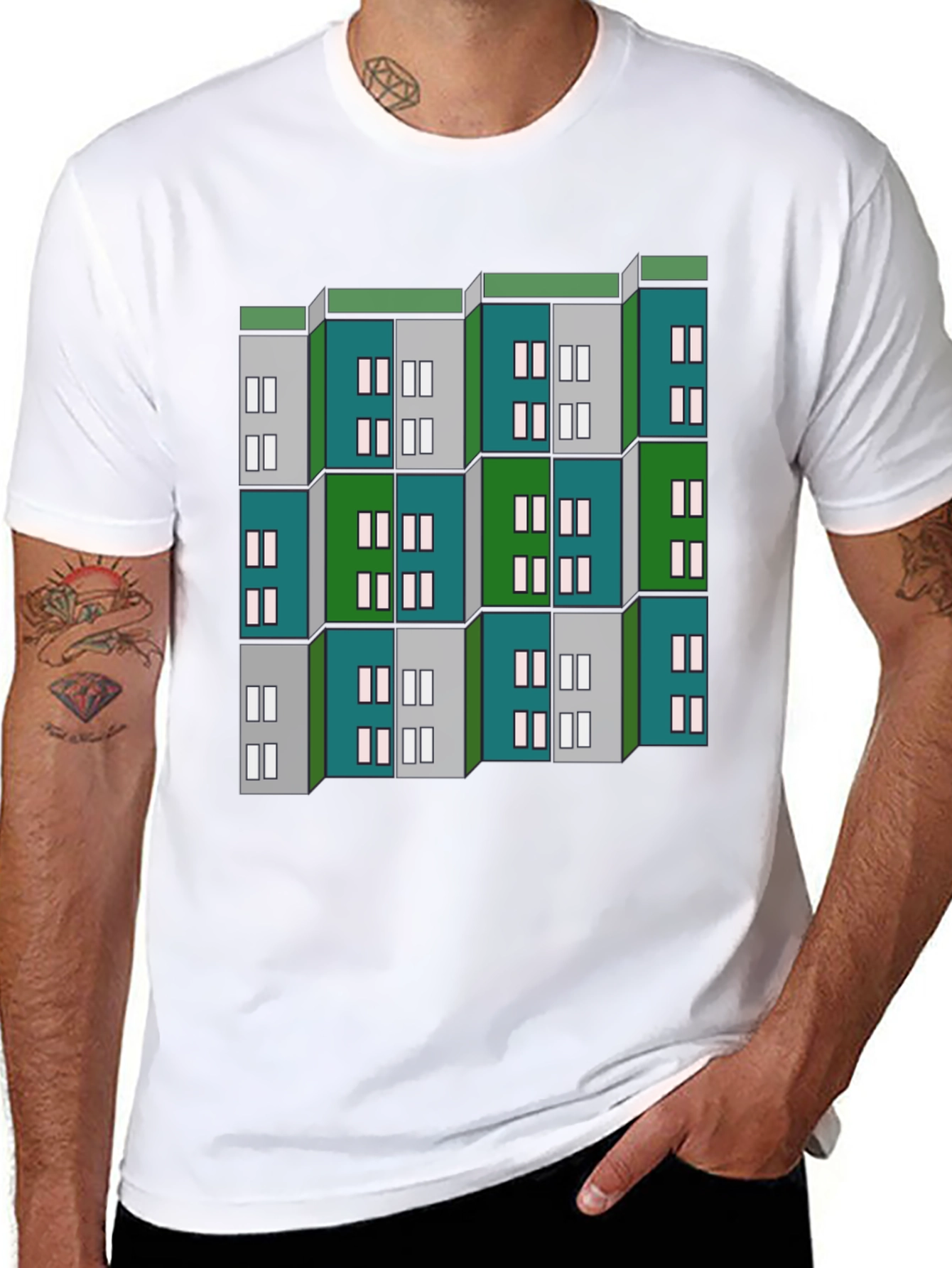 Geometric Building Block Graphic Tee