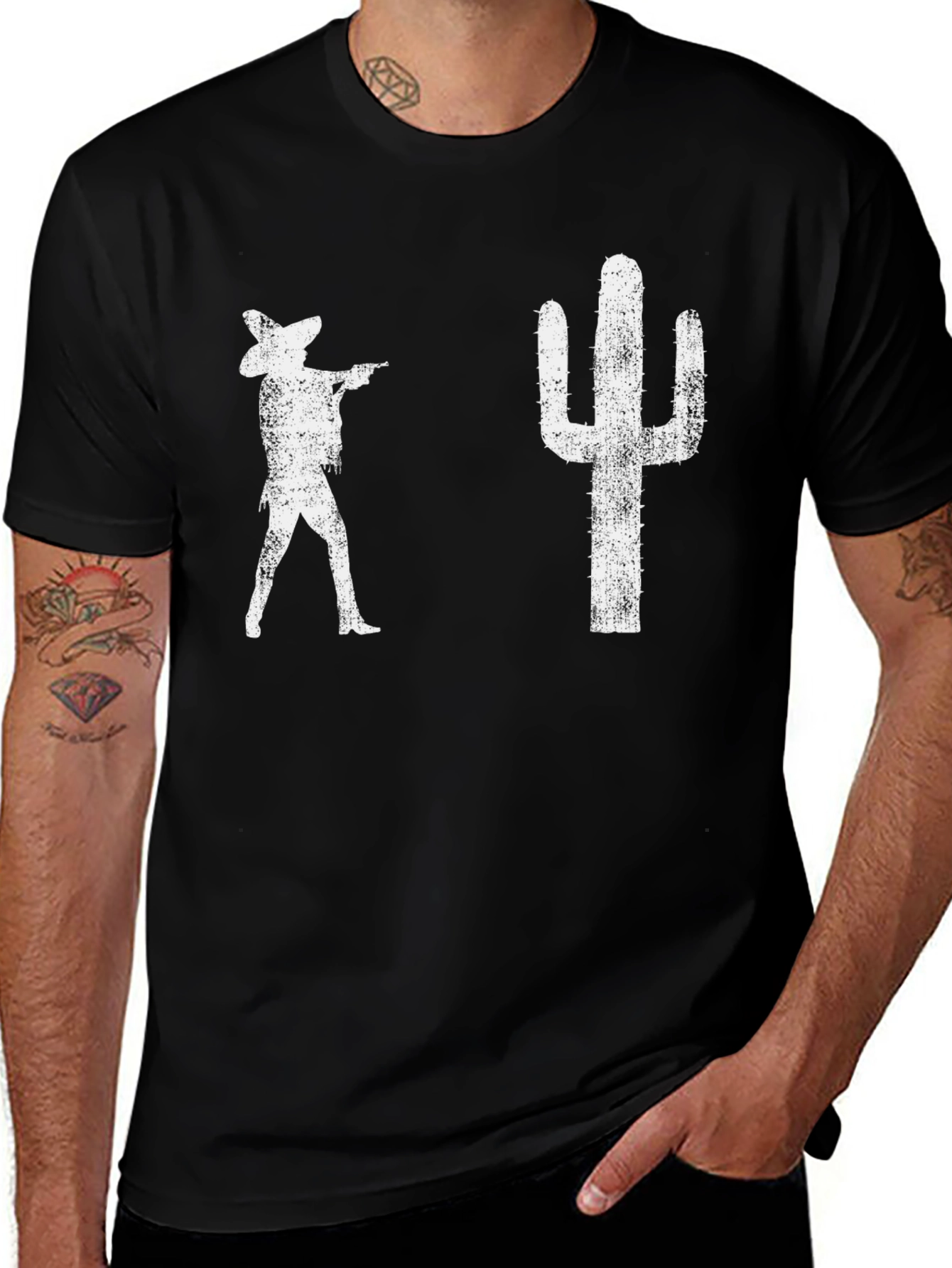 Retro Western Graphic Tee - Cactus Cowboy