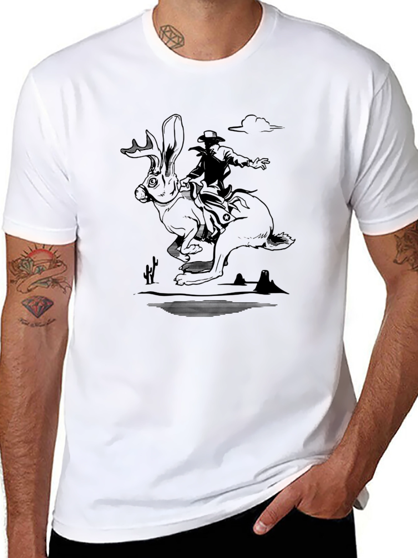 Cowboy Jackalope Black T-Shirt