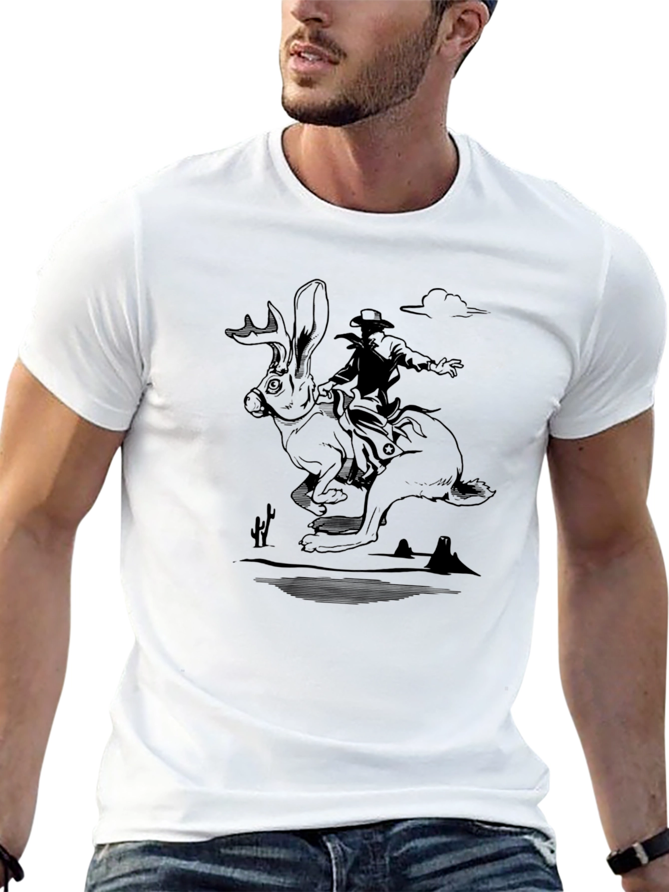 Cowboy Jackalope Black T-Shirt