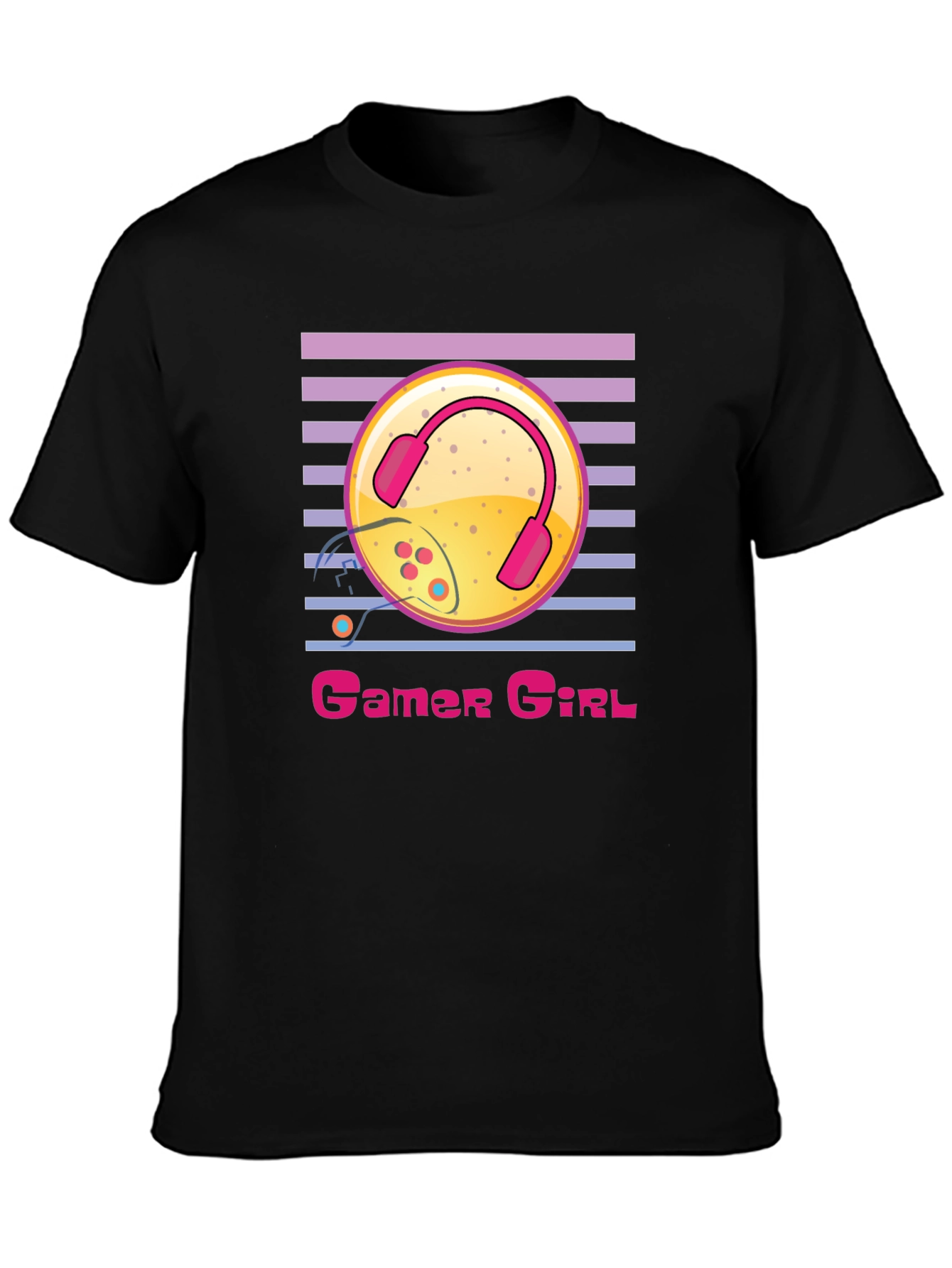 Gamer Girl Black T-Shirt with Gaming Design