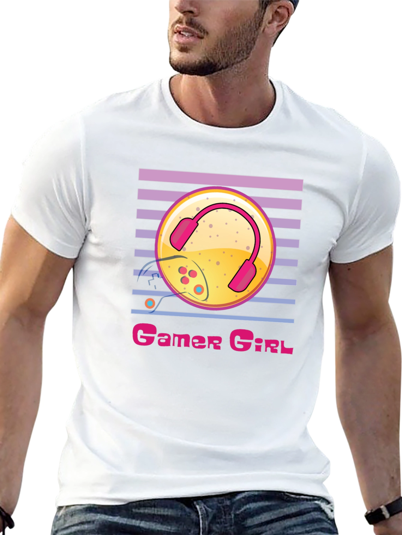 Gamer Girl Black T-Shirt with Gaming Design
