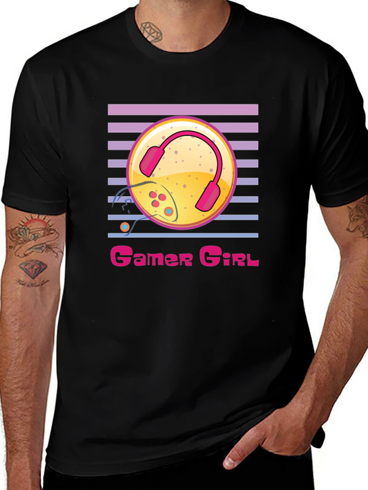Gamer Girl Black T-Shirt with Gaming Design