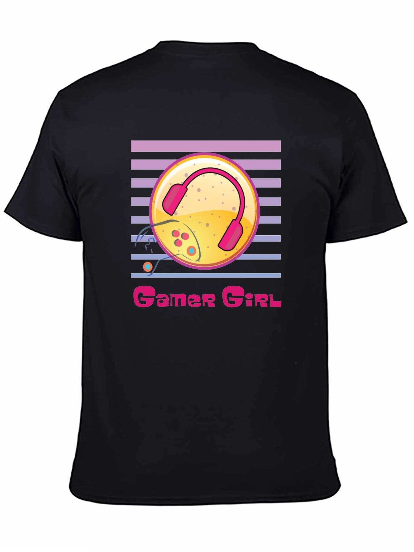 Gamer Girl Black T-Shirt with Gaming Design
