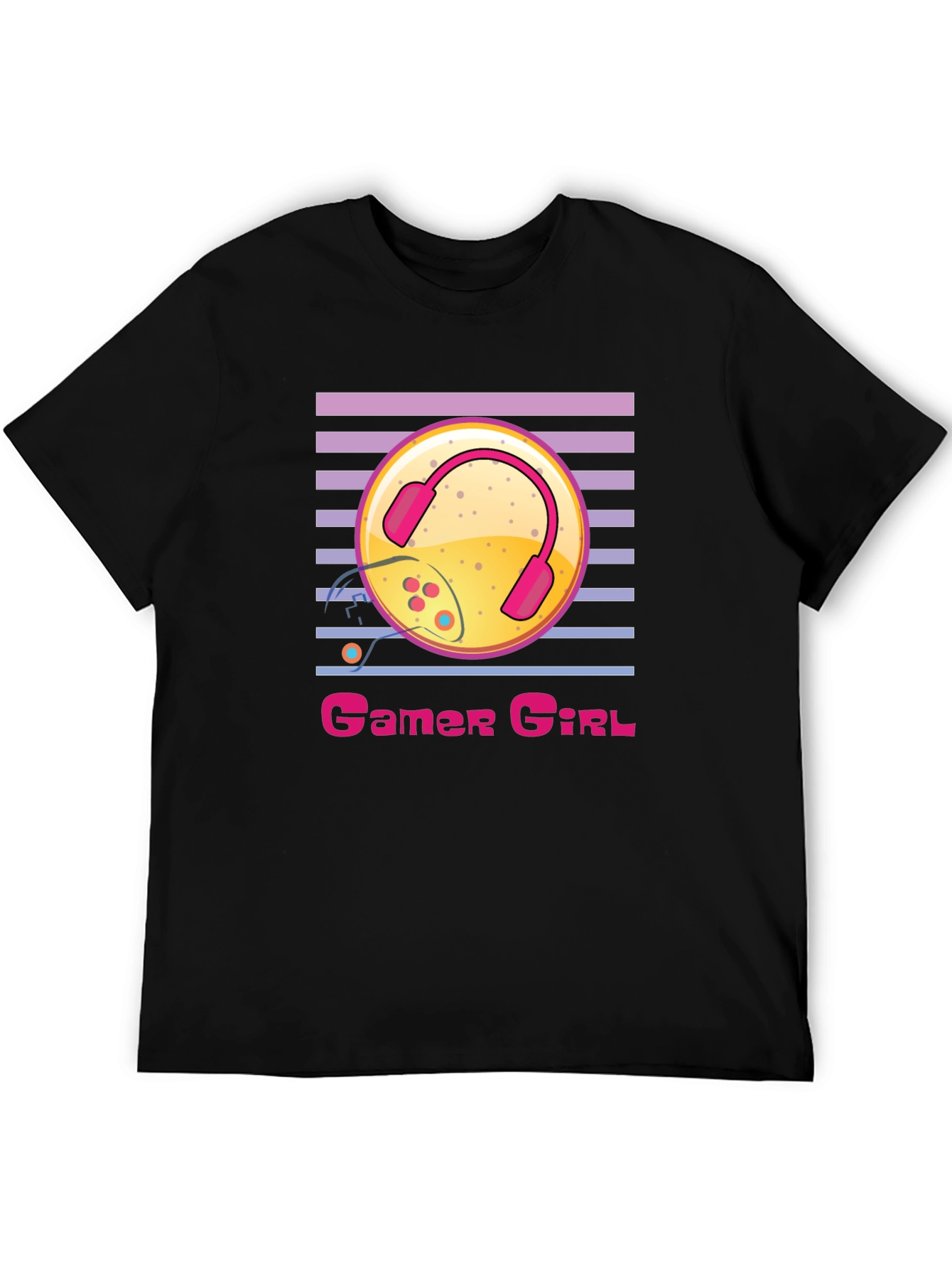 Gamer Girl Black T-Shirt with Gaming Design