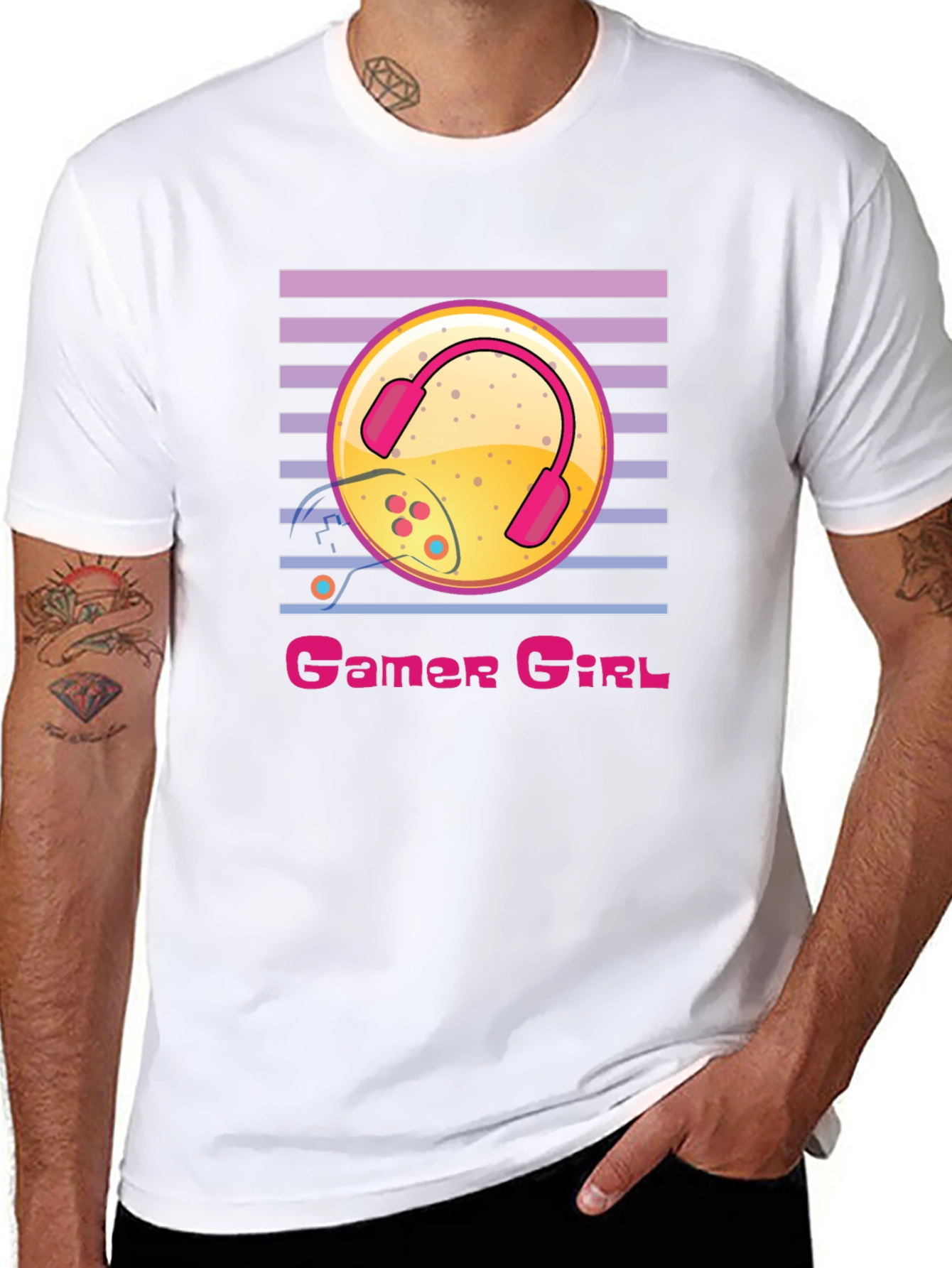 Gamer Girl Black T-Shirt with Gaming Design