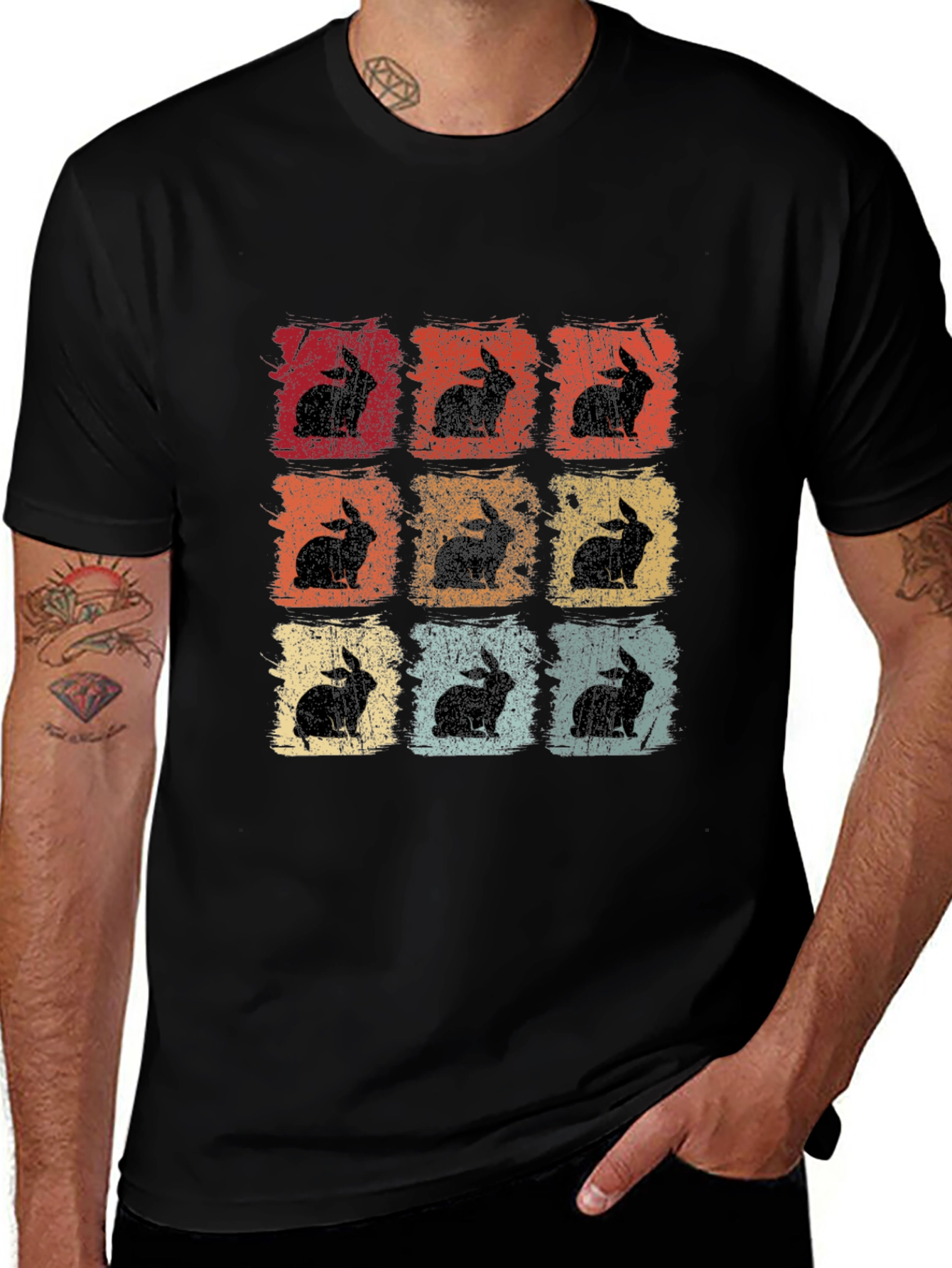Retro Rabbit Print T-Shirt