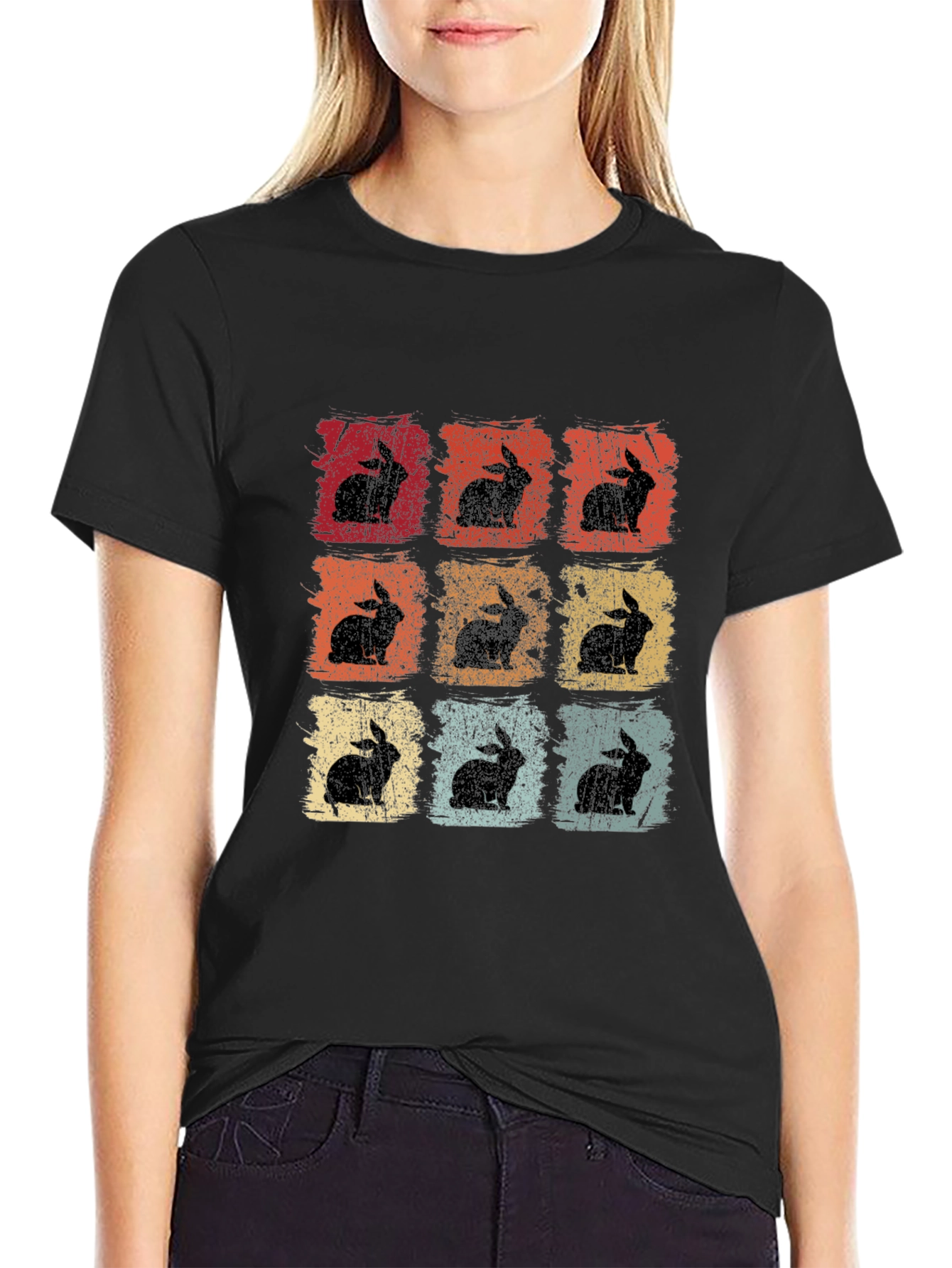 Retro Rabbit Print T-Shirt