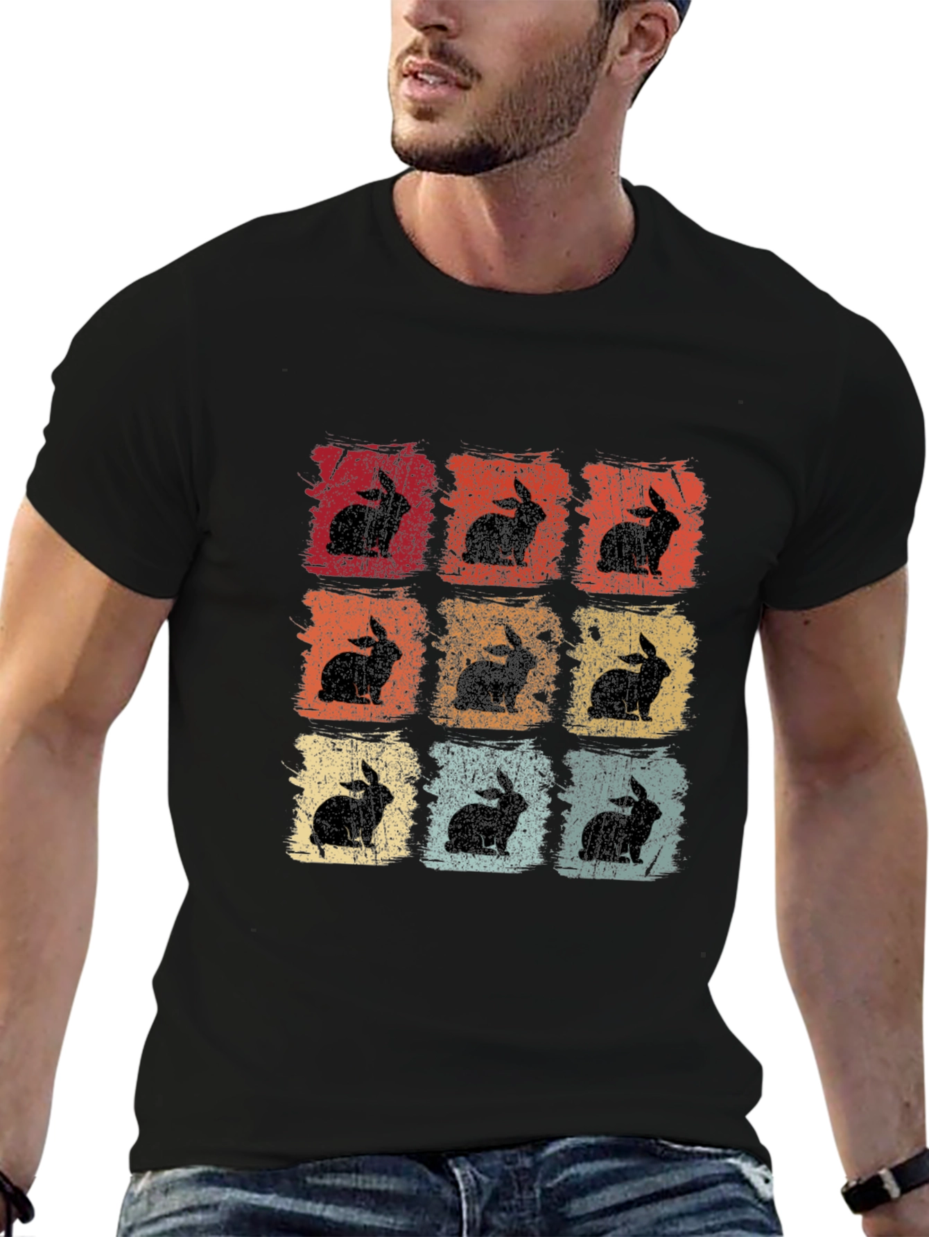 Retro Rabbit Print T-Shirt