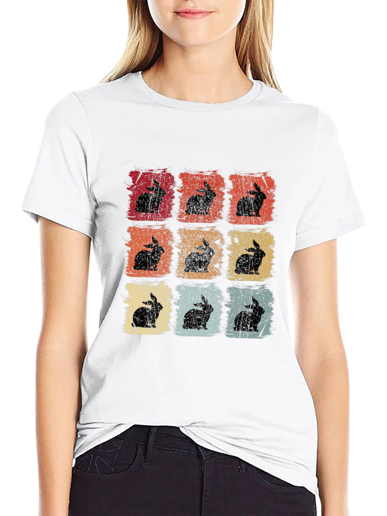 Retro Rabbit Print T-Shirt