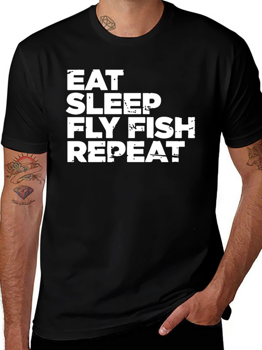 Eat Sleep Fly Fish Repeat T-Shirt - Black