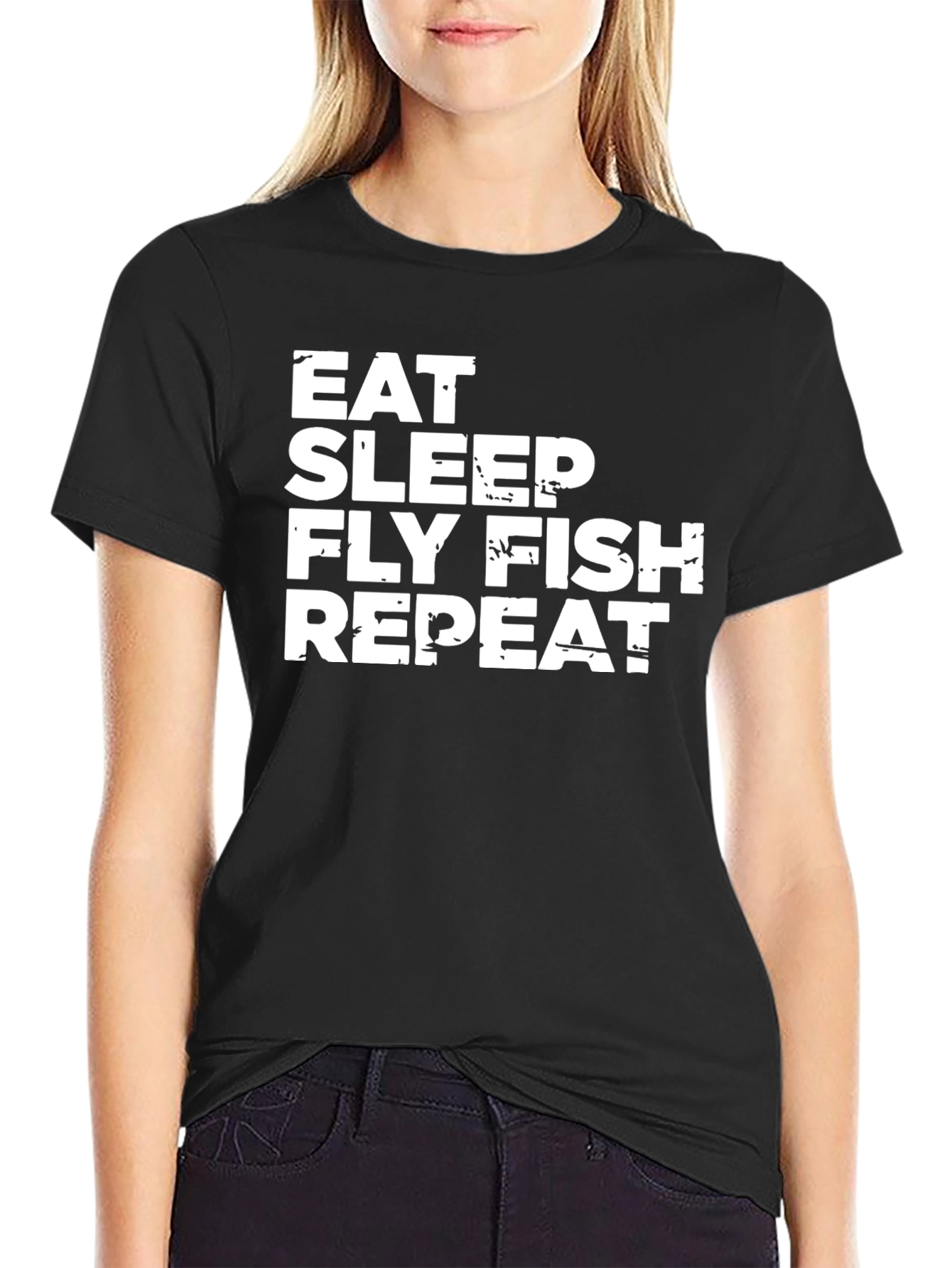 Eat Sleep Fly Fish Repeat T-Shirt - Black
